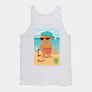 Vacation mood on - the toddler King of the beach enjoying the holiday - mirrored Tank Top